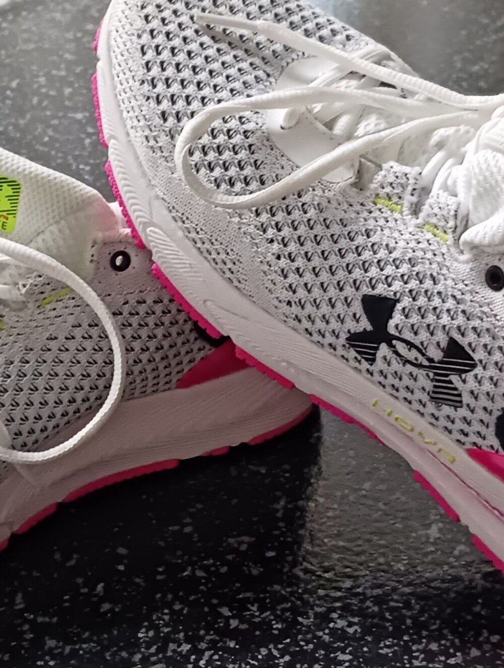 UA HOVR Intake 6 White w/Pink and Neon Green Accents, Size 8.5, NWT - Picture 2 of 8